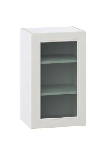J Collection Littleton Painted 18 in. W x 30 in. H x 14 in. D in Gray Shaker Assembled Wall Kitchen Cabinet with Glass Door  - Lot 358