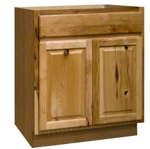 Hampton Bay Hampton 30 in. W x 24 in. D x 34.5 in. H Assembled Sink Base Kitchen Cabinet in Natural Hickory without Shelf - Lot 448