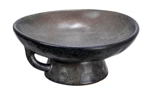 Lot of (2) 8 in. 21 fl. oz. Black Stoneware Serving Bowl with Handle and Base  - Lot 451