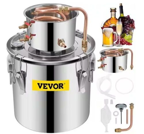 5 Gal. Stainless Steel Water Alcohol Distiller Copper Tube Home Brewing Kit  - Lot 461
