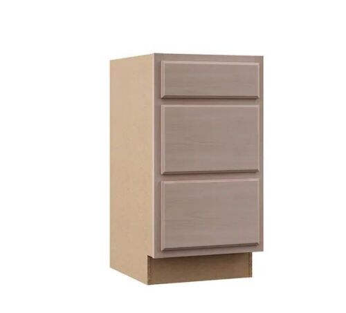 Hampton Bay 18 in. W x 24 in. D x 34.5 in. H Assembled Drawer Base Kitchen Cabinet in Unfinished with Recessed Panel - Lot 501