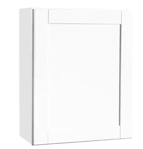 Hampton Bay Shaker 24 in. W x 12 in. D x 30 in. H Assembled Wall Kitchen Cabinet in Satin White - Lot 540