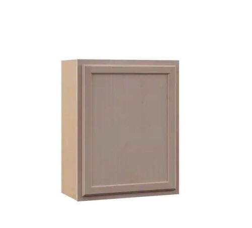 Hampton Bay 24 in. W x 12 in. D x 30 in. H Assembled Wall Kitchen Cabinet in Unfinished with Recessed Panel - Lot 665