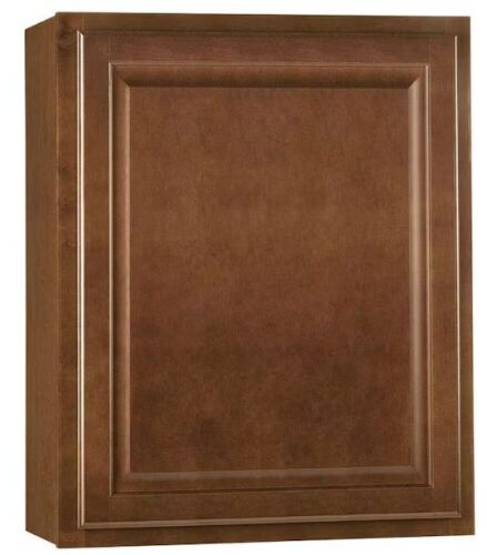Hampton Bay Hampton 24 in. W x 12 in. D x 30 in. H Assembled Wall Kitchen Cabinet in Cognac - Lot 550