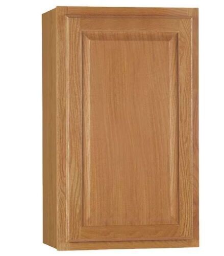Hampton Bay Hampton 18 in. W x 12 in. D x 30 in. H Assembled Wall Kitchen Cabinet in Medium Oak - Lot 675