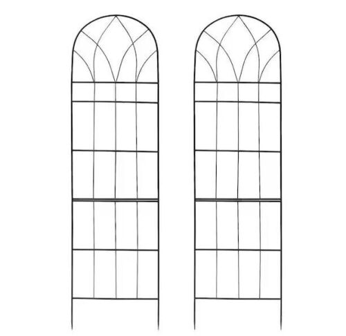 58 in. Black Steel Cut-Out Design Outdoor Garden Climbing Plants Trellis, 2 Pack  - Lot 695