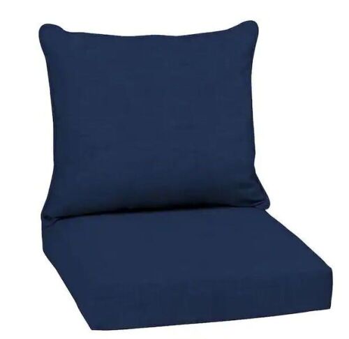 Arden Selections 22 in. x 24 in. 2-Piece Deep Seating Outdoor Lounge Chair Cushion in Sapphire Blue Leala  - Lot 377