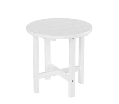 Mason 18 in. White Poly Plastic Fade Resistant Outdoor Patio Round Adirondack Side Table  - Lot 620