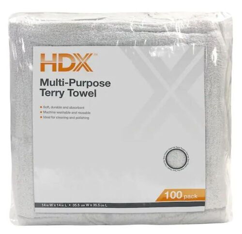 HDX 14 in. x 14 in. Terry Towels, 100 ct  - Lot 713