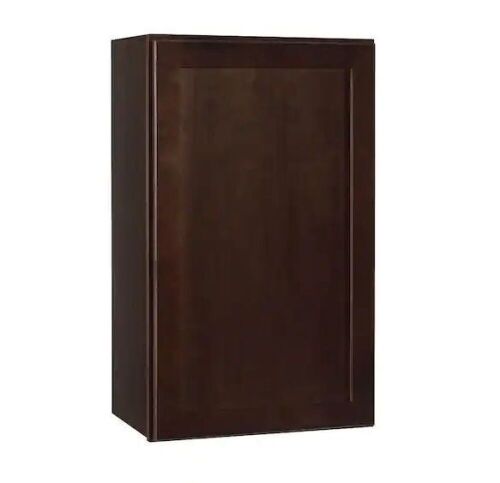 Hampton Bay Shaker 18 in. W x 12 in. D x 30 in. H Assembled Wall Kitchen Cabinet in Java - Lot 631