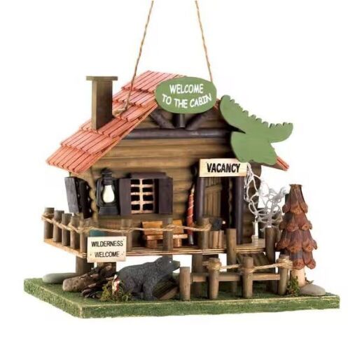 Rustic Woodland Cabin Birdhouse 10.25 in. x 7.875 in. x 8.875 in.  - Lot 607