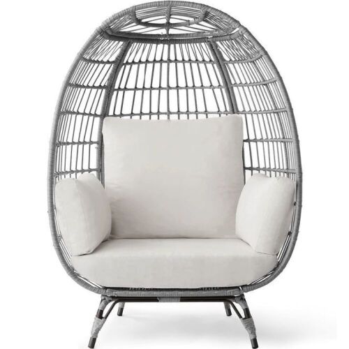 Wicker Egg Chair Oversized Indoor Outdoor Patio Lounger - Lot 50