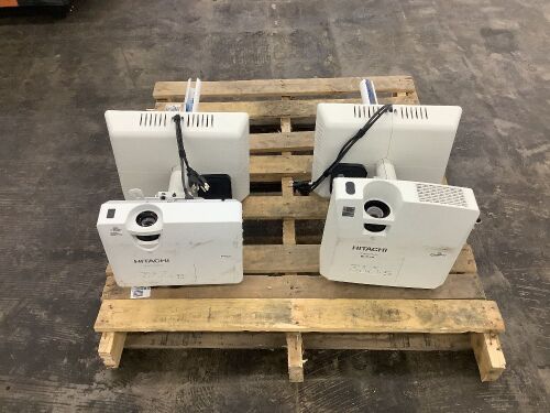 Lot of (2) Hitachi LCD Projector w/ Apple TV - Came out of Classroom in Working Condition  - Lot 149