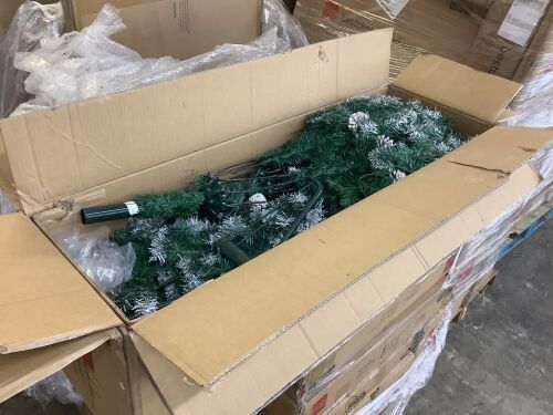 7.5' Pre-Lit Pre-Decorated Christmas Tree w/ Flocked Tips, Pine Cones - Lot 222
