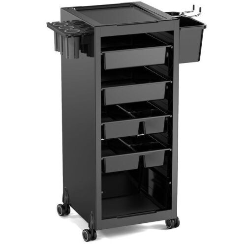OmySalon Rolling Salon Trolley Cart w/Wheels & 6 Drawers Hair Dryer Holders - Lot 75