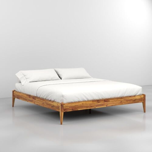 Bme Dinkee King Solid Wood Platform Bed Frame 15 Inch, Wood Slat Support - Lot 16