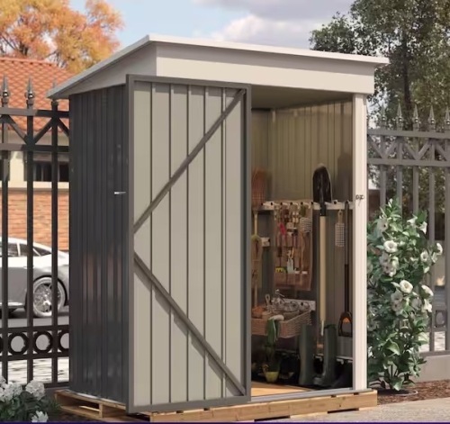 5 ft. W x 3 ft. D Outdoor Storage Metal Shed Utility Patio Shed for Garden and Backyard 15 sq. ft. in Gray - Lot 91