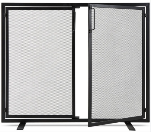 2-Door Wrought Iron Fireplace Screen w/ Magnetic Doors - 38.5x41in - Lot 100