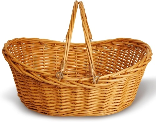 Wald Imports - Small Light Brown Hand Woven Wicker Basket for Storage with Handles - Woven Basket - Wicker Baskets for Picnics, Easter, Organizing, and More (14 x 5.5 inches)  - Lot 287b