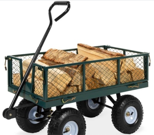 Steel Garden Utility Cart Wagon w/ 400lb Capacity, Removable Sides, Handle - Lot 212