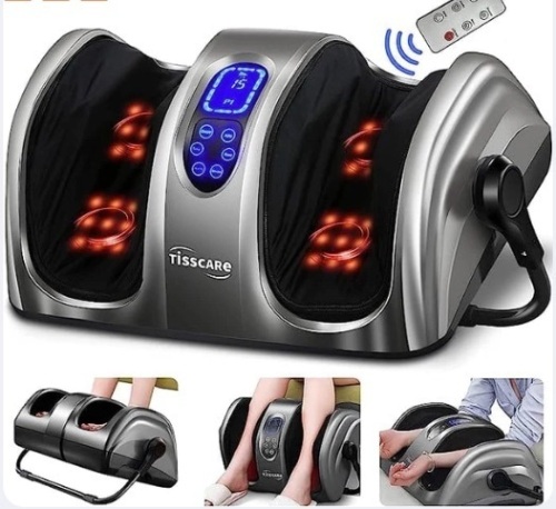 TISSCARE Foot Massager-Shiatsu Foot Massage Machine w/Heat & Remote 5-in-1 Reflexology System - Lot 222