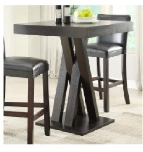 Freda Double X-Shaped Base Square Bar Table Cappuccino-table only - Lot 74a