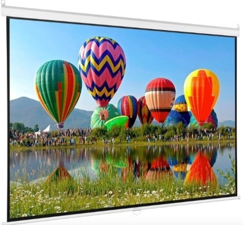 VIVO 100 inch Diagonal Projector Screen, 16:9 Projection HD, 4K 3D 1080P HD Manual Pull Down, PS-M-100 - Lot 156a