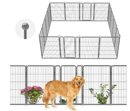 FXW Aster Dog Playpen Designed for Yard, 16 Panels | Easy Setup | Heavy Duty & Garden Fence for Protection - Lot 121