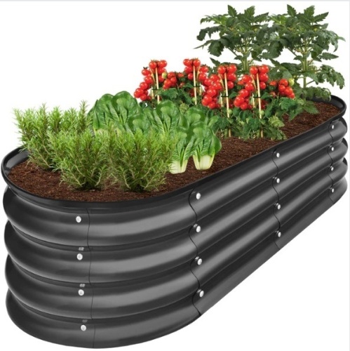 Outdoor Raised Metal Oval Garden Bed, Planter Box - 4x2x1ft - Lot 124