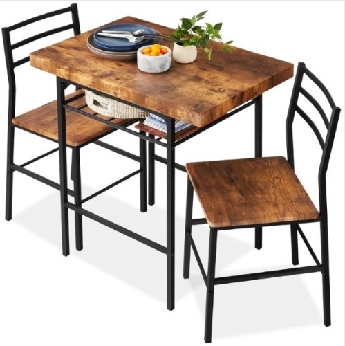 3-Piece Modern Square Dining Set w/ Storage Rack - Lot 125