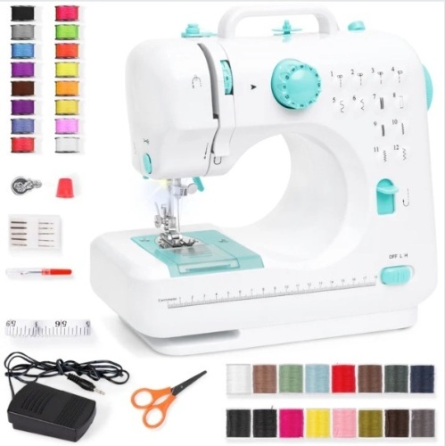 6V Portable Foot Pedal Sewing Machine w/ 12 Stitch Patterns - Lot 129