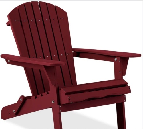 Folding Wooden Adirondack Chair, Accent Furniture w/ Natural Woodgrain - Lot 261