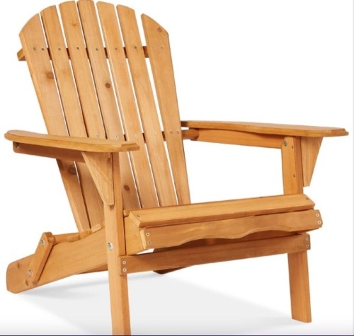 Folding Wooden Adirondack Chair, Accent Furniture w/ Natural Woodgrain - Lot 157