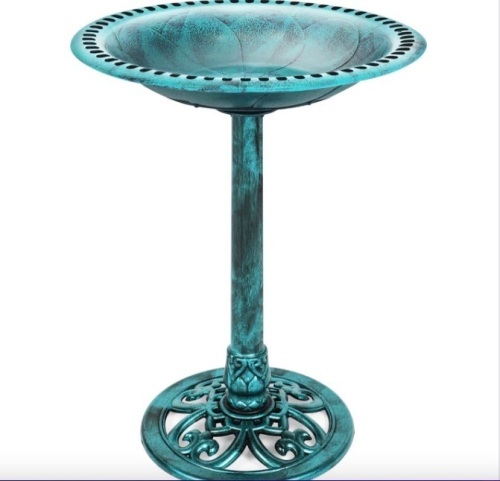 Vintage Outdoor Garden Bird Bath w/ Fleur-de-Lis Accents - Lot 161