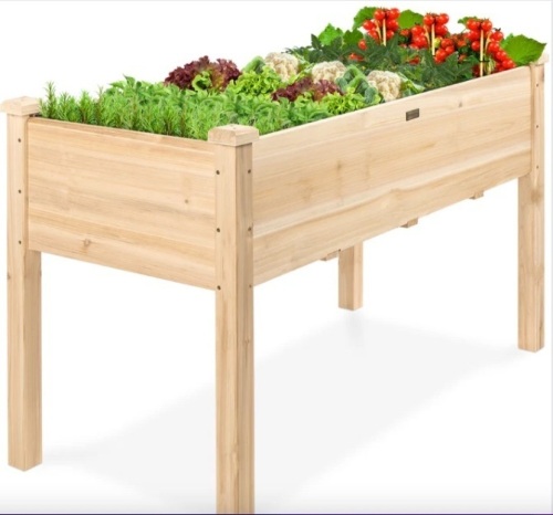 Raised Garden Bed, Elevated Wooden Planter Box w/ Foot Caps - 48x24x30in - Lot 165