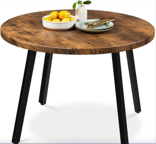 Mid-Century Modern Round Dining Table w/ Adjustable Feet - 35.5in - Lot 172