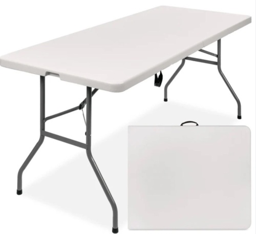 Portable Folding Plastic Dining Table w/ Handle, Lock - 6ft - Lot 601