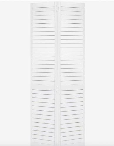 Kimberly Bay Plantation 36-in x 80-in White Louver Solid Core Primed Pine Wood Bifold Door Hardware Included - Lot 616