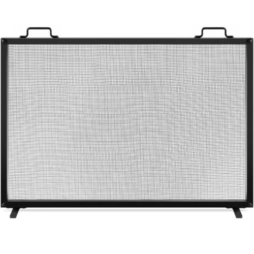 Single Panel Handcrafted Steel Mesh Fireplace Screen w/ Handles - 38x27in - Lot 590