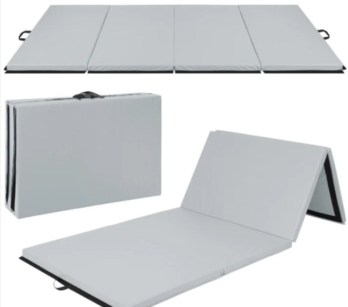 Folding Exercise Fitness Workout Gym Floor Mat w/ Handles - Lot 337c