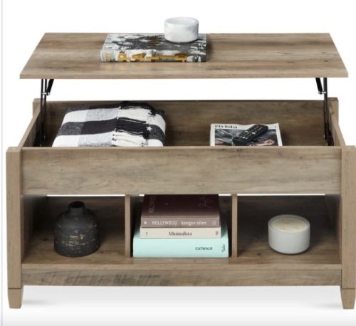 Multifunctional Lift Top Coffee Table w/ Hidden Storage, 3 Cubbies - Lot 176