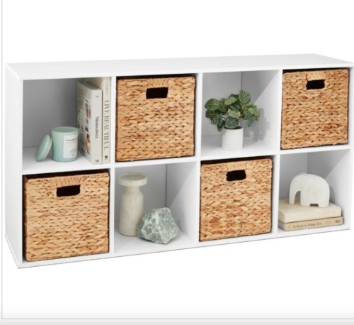 8-Cube Bookshelf, 11in Storage Display w/ Removable Panels, Customizable - Lot 177