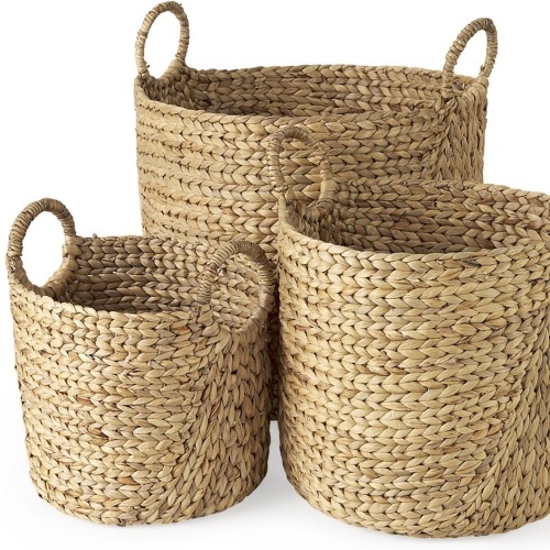 Set Of Three Braided Wicker Storage Baskets - Lot 191