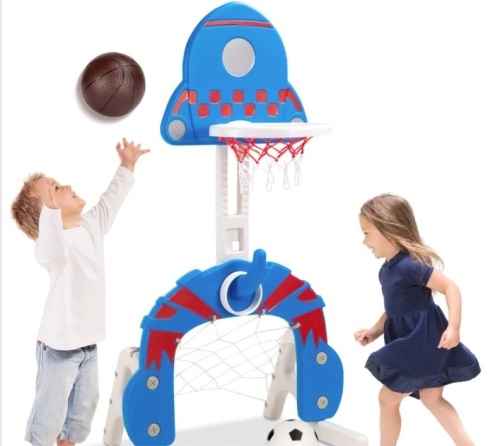 3-in-1 Toddler Basketball Hoop Sports Activity Center Play Set - Lot 251d