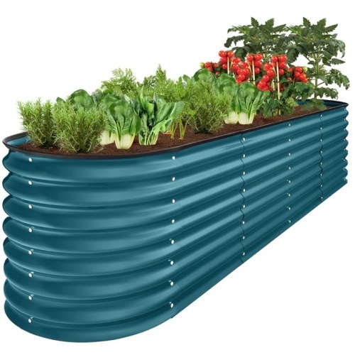 Metal Raised Garden Bed, Oval Outdoor Planter Box for Vegetables - 8x2x2ftmissing rubber bumper 4 bracing rods - Lot 209
