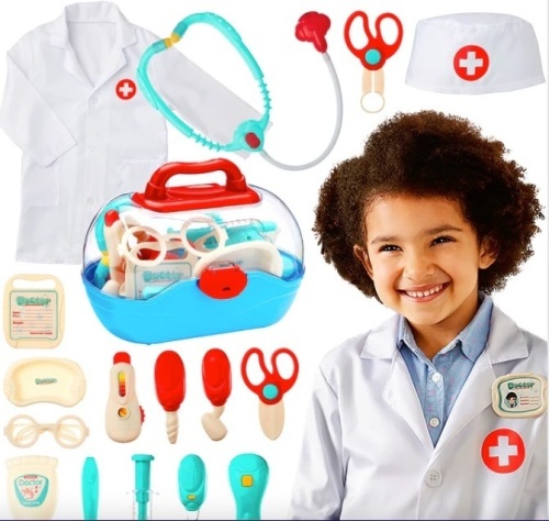 Play Doctor Kit for Kids, Boys & Girls w/ 18 Accessories, Doctor's Coat, Hat - Lot 365