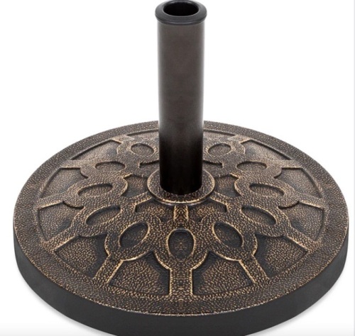 18in Round Patio Umbrella Base Stand w/ Rustic Finish - Lot 367