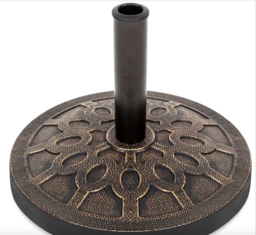 18in Round Patio Umbrella Base Stand w/ Rustic Finish - Lot 370