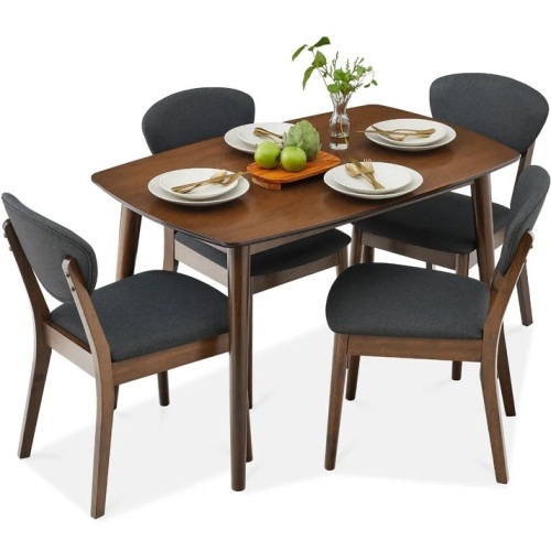 5-Piece Wooden Mid-Century Modern Dining Set w/ 4 Chairs, Padded Seat & Back 47.25"(L) x 29.5"(W) x 29.5"(H) - Lot 12