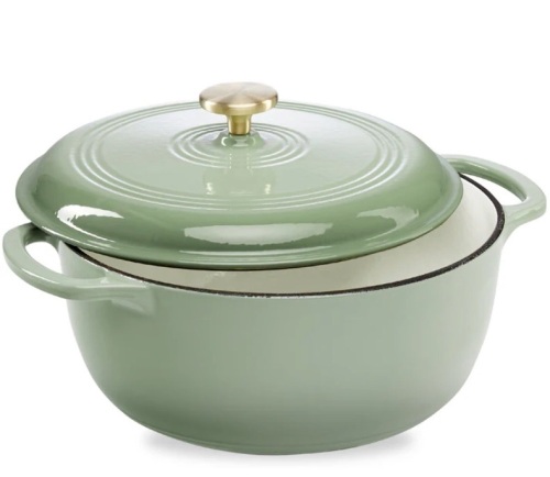 Cast-Iron Dutch Oven Kitchen Cookware w/ Enamel, Handles - 6qt - Lot 286